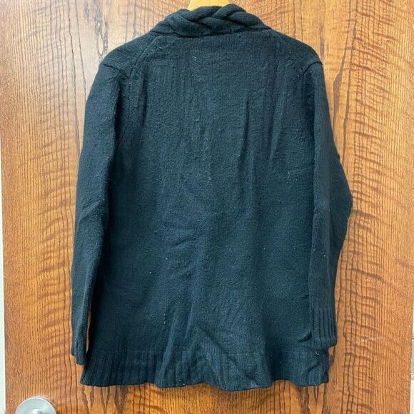 George Designs Mark Eisen academia cashmere open front black and camel cardigan - Picture 9 of 10
